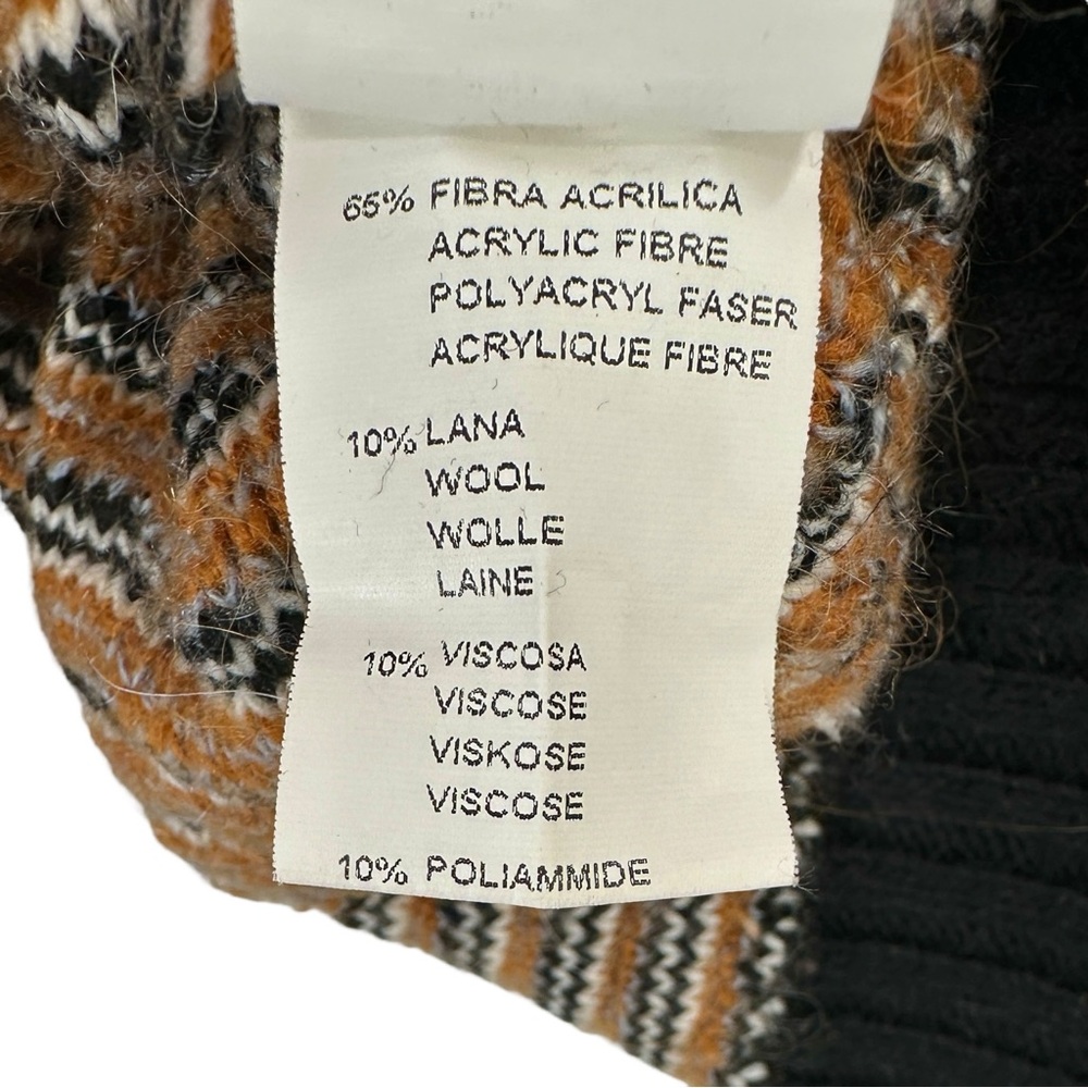Vintage SHe(e)r Brown Gray Black Blue Chevron Loose Fit Wool Blend Knit Cardigan - Picture 5 of 6